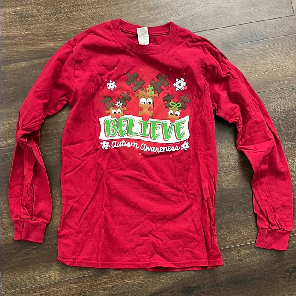 Red Autism Awareness Adult Long Sleeve Shirt